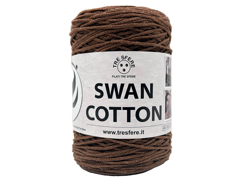 Cordino Uncinetto Cotone 250g Swan Filato 70% Cotone 30% Poliestere 2 mm per Borse Cestini Accessori Fai da Te - CICCOLATO