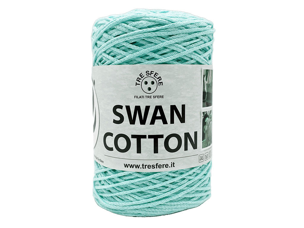 Cordino Uncinetto Cotone 250g Swan Filato 70% Cotone 30% Poliestere 2 mm per Borse Cestini Accessori Fai da Te - VERDE MENTA