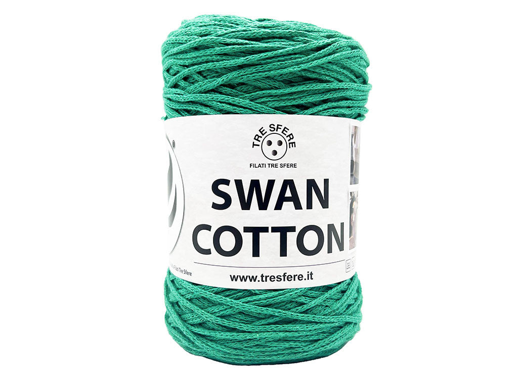 Cordino Uncinetto Cotone 250g Swan Filato 70% Cotone 30% Poliestere 2 mm per Borse Cestini Accessori Fai da Te - Verde