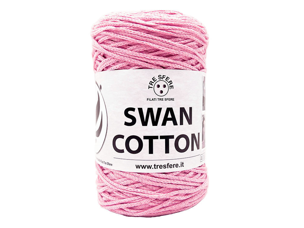 Cordino Uncinetto Cotone 250g Swan Filato 70% Cotone 30% Poliestere 2 mm per Borse Cestini Accessori Fai da Te - Rosa