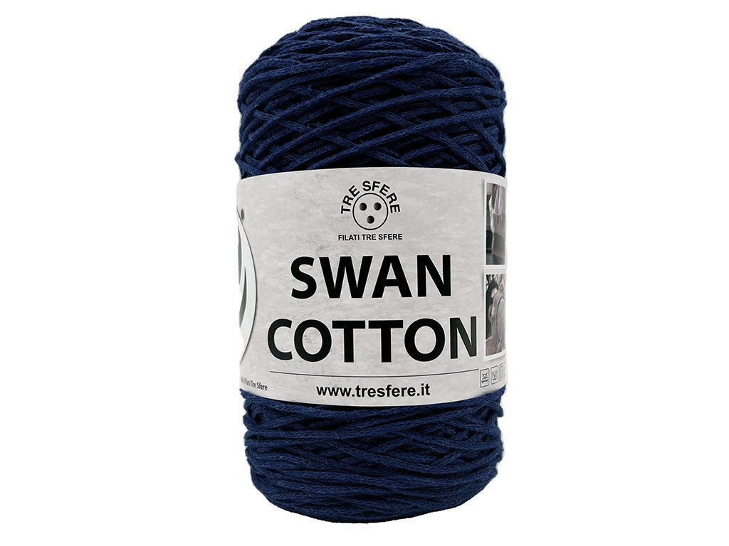 Cordino Uncinetto Cotone 250g Swan Filato 70% Cotone 30% Poliestere 2 mm per Borse Cestini Accessori Fai da Te - BLU NAVY