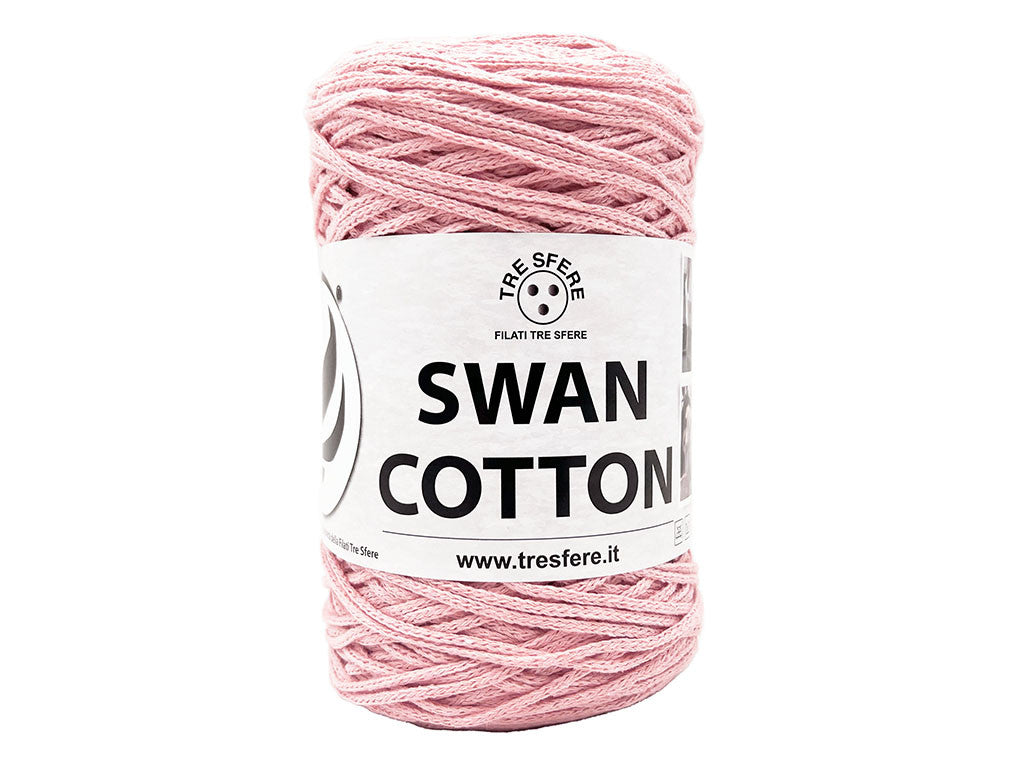 Cordino Uncinetto Cotone 250g Swan Filato 70% Cotone 30% Poliestere 2 mm per Borse Cestini Accessori Fai da Te - ROSA BABY