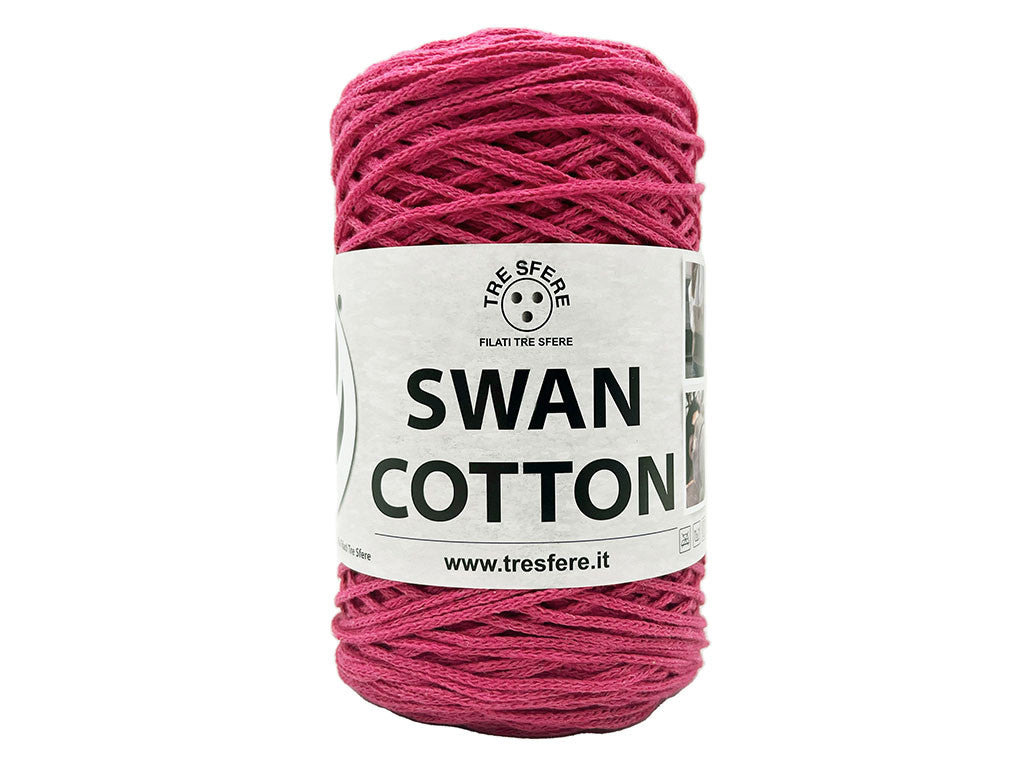 Cordino Uncinetto Cotone 250g Swan Filato 70% Cotone 30% Poliestere 2 mm per Borse Cestini Accessori Fai da Te - FUCSIA