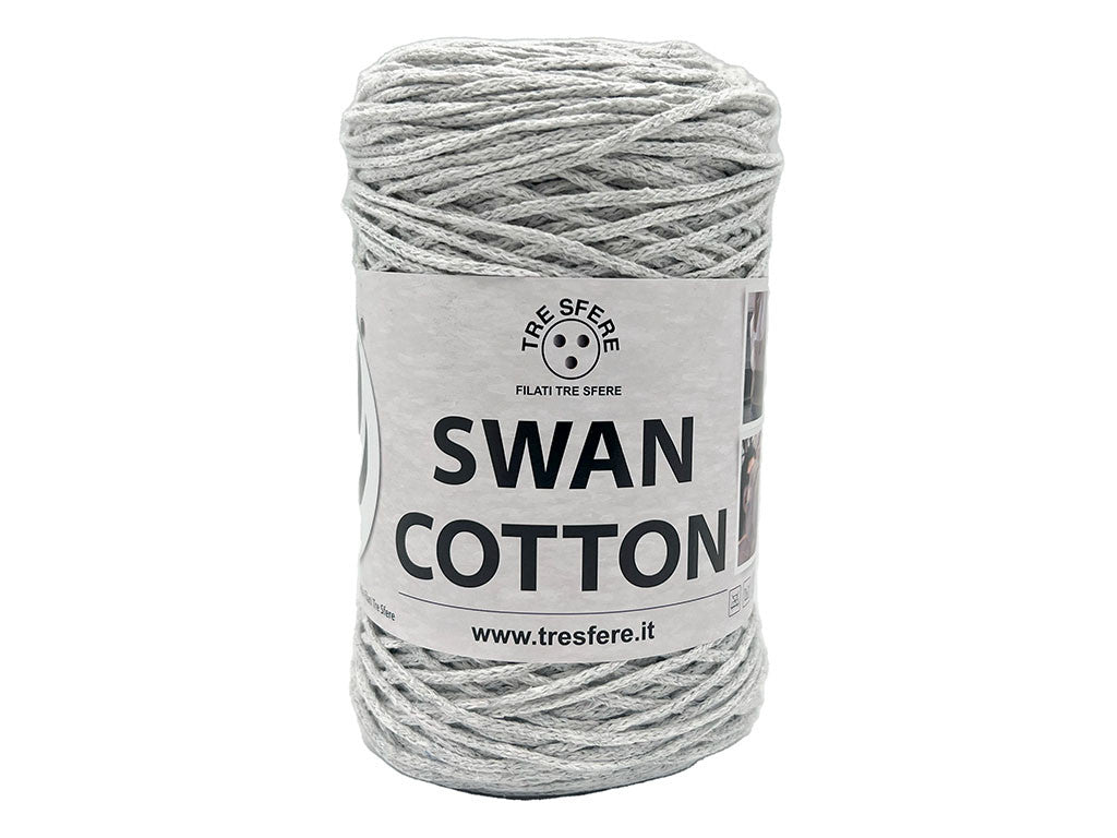 Cordino Uncinetto Cotone 250g Swan Filato 70% Cotone 30% Poliestere 2 mm per Borse Cestini Accessori Fai da Te - GRIGIO PIETRA