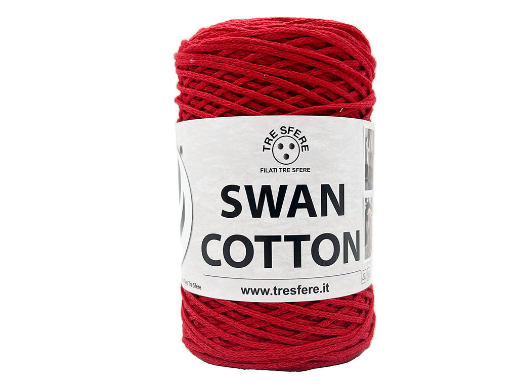 Cordino Uncinetto Cotone 250g Swan Filato 70% Cotone 30% Poliestere 2 mm per Borse Cestini Accessori Fai da Te - Rosso