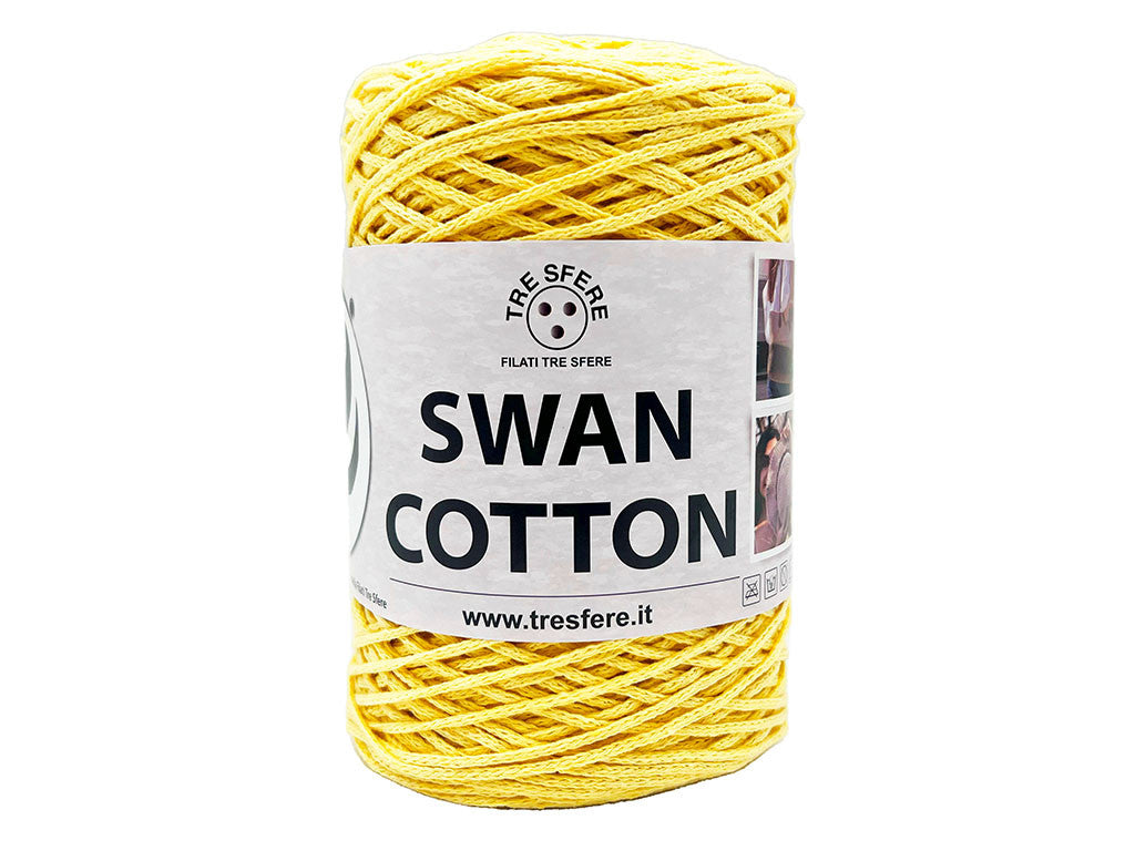 Cordino Uncinetto Cotone 250g Swan Filato 70% Cotone 30% Poliestere 2 mm per Borse Cestini Accessori Fai da Te - Giallo