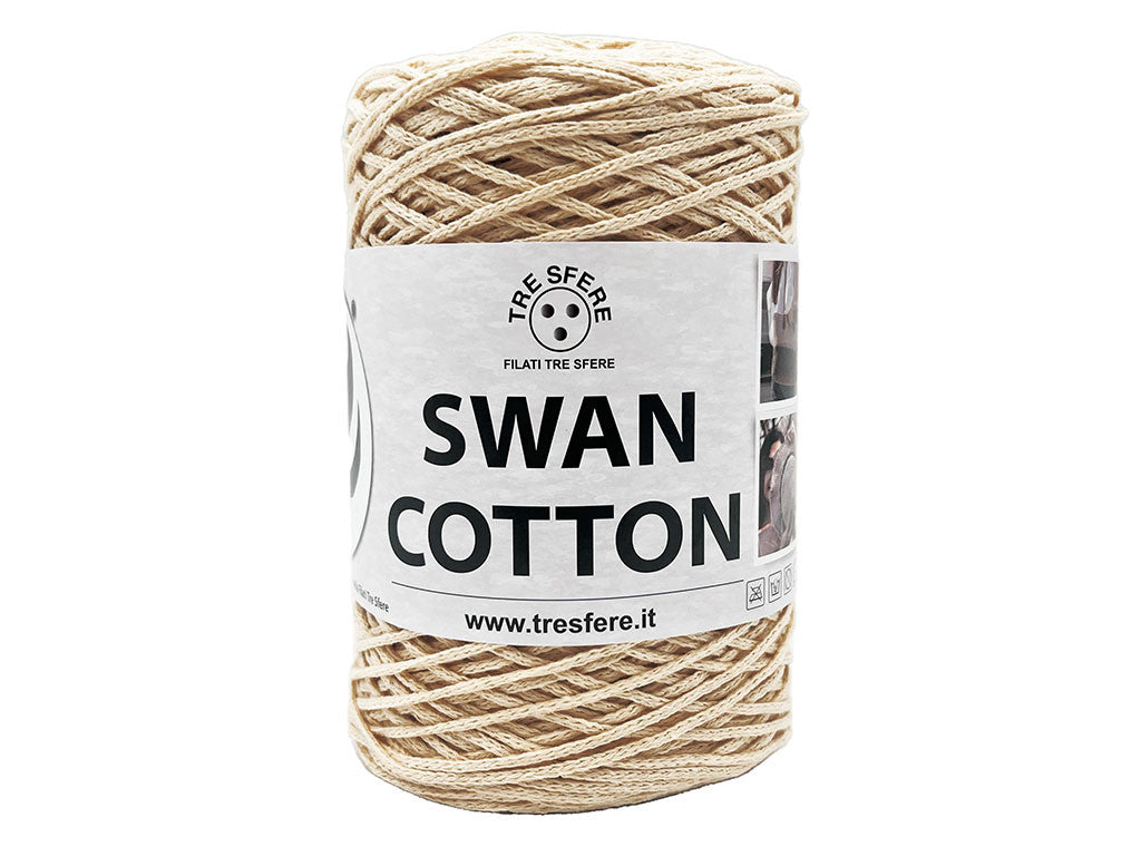 Cordino Uncinetto Cotone 250g Swan Filato 70% Cotone 30% Poliestere 2 mm per Borse Cestini Accessori Fai da Te - Beige