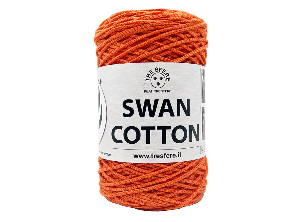 Cordino Uncinetto Cotone 250g Swan Filato 70% Cotone 30% Poliestere 2 mm per Borse Cestini Accessori Fai da Te - ARANCIO