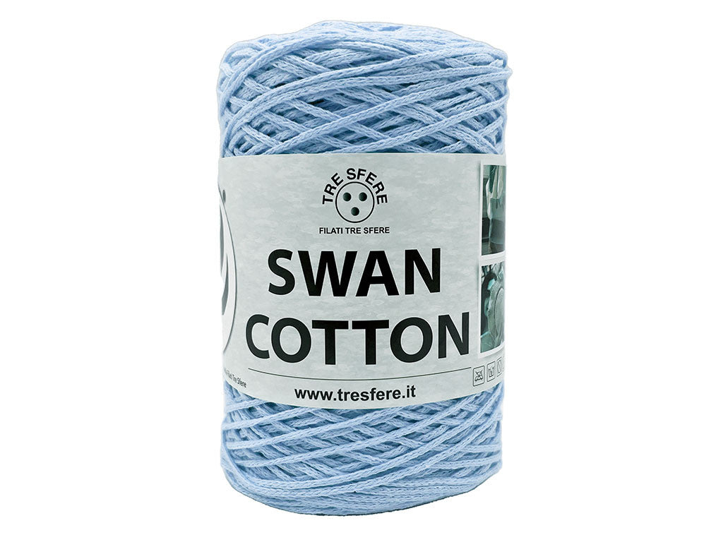 Cordino Uncinetto Cotone 250g Swan Filato 70% Cotone 30% Poliestere 2 mm per Borse Cestini Accessori Fai da Te - AZZURRO BABY