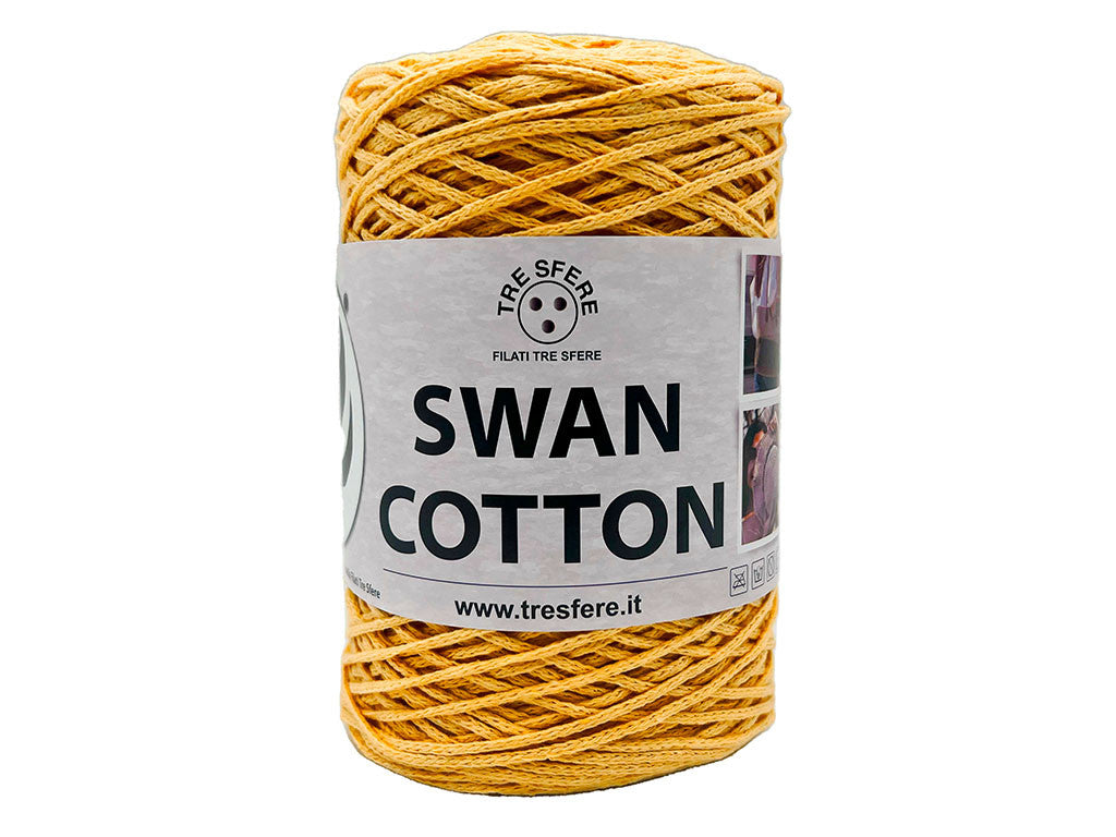 Cordino Uncinetto Cotone 250g Swan Filato 70% Cotone 30% Poliestere 2 mm per Borse Cestini Accessori Fai da Te - MOSTARDA