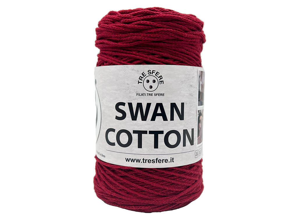 Cordino Uncinetto Cotone 250g Swan Filato 70% Cotone 30% Poliestere 2 mm per Borse Cestini Accessori Fai da Te - ROSSO BORGOGNA