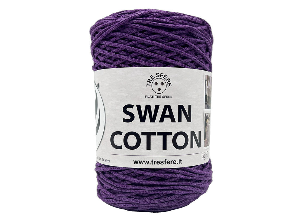 Cordino Uncinetto Cotone 250g Swan Filato 70% Cotone 30% Poliestere 2 mm per Borse Cestini Accessori Fai da Te - LILLA