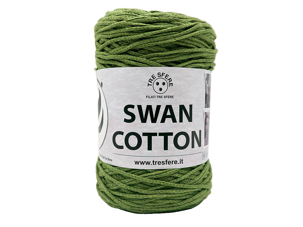 Cordino Uncinetto Cotone 250g Swan Filato 70% Cotone 30% Poliestere 2 mm per Borse Cestini Accessori Fai da Te - VERDE OLIVA