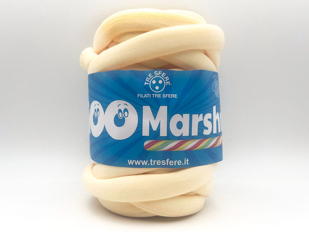WAOO Marshmallow Filato Gigante Ø2,5 cm 500 g – Filato Imbottito Effetto Cotone per Lavori a Mano - PANNA
