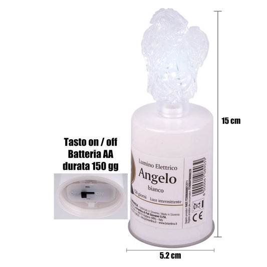 Zm Market Lumino Elettrico a Led Stilo Pacis, Durata 150 Giorni, bianca con Luce Intermittente bianca, dimensioni 13x5.2 cm